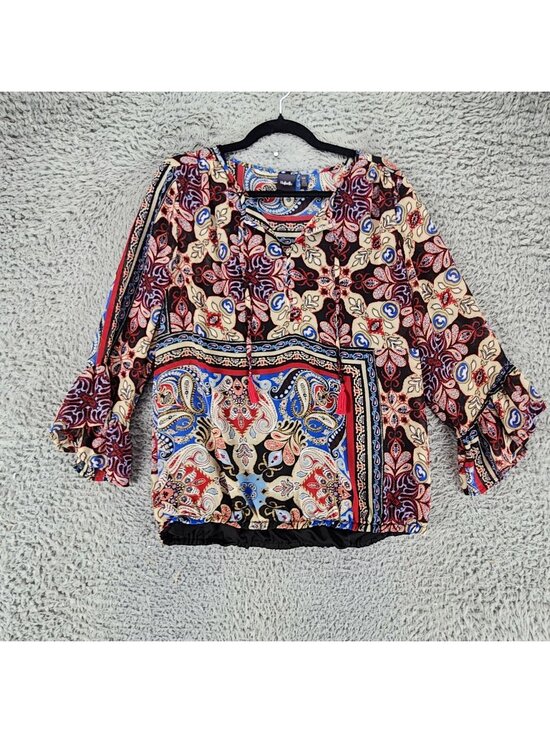 Rafaella Tops - Rafaella Top Womens Large Multicolor Paisley Bell Sleeve Blouse